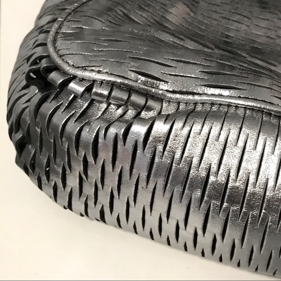 Authentic ⭐️ JIMMY CHOO ⭐️ Woman’s Silver / Metallic Leather Hobo Shoulder Bag - Picture 12 of 17